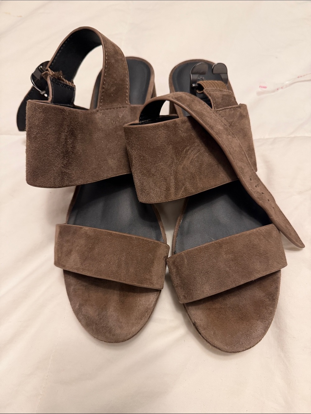 AEROSOLES Women's Brown Suede Double-Strap Sandals
